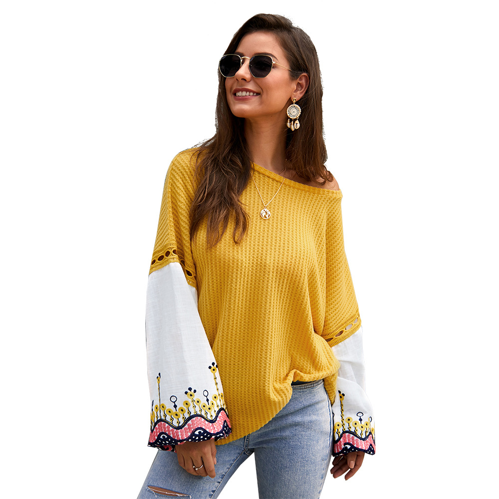 Knitted Patchwork Sweater Stylish Design Comfortable Fit Warm Fabric Autumn Winter Fashion for Women OEM Available