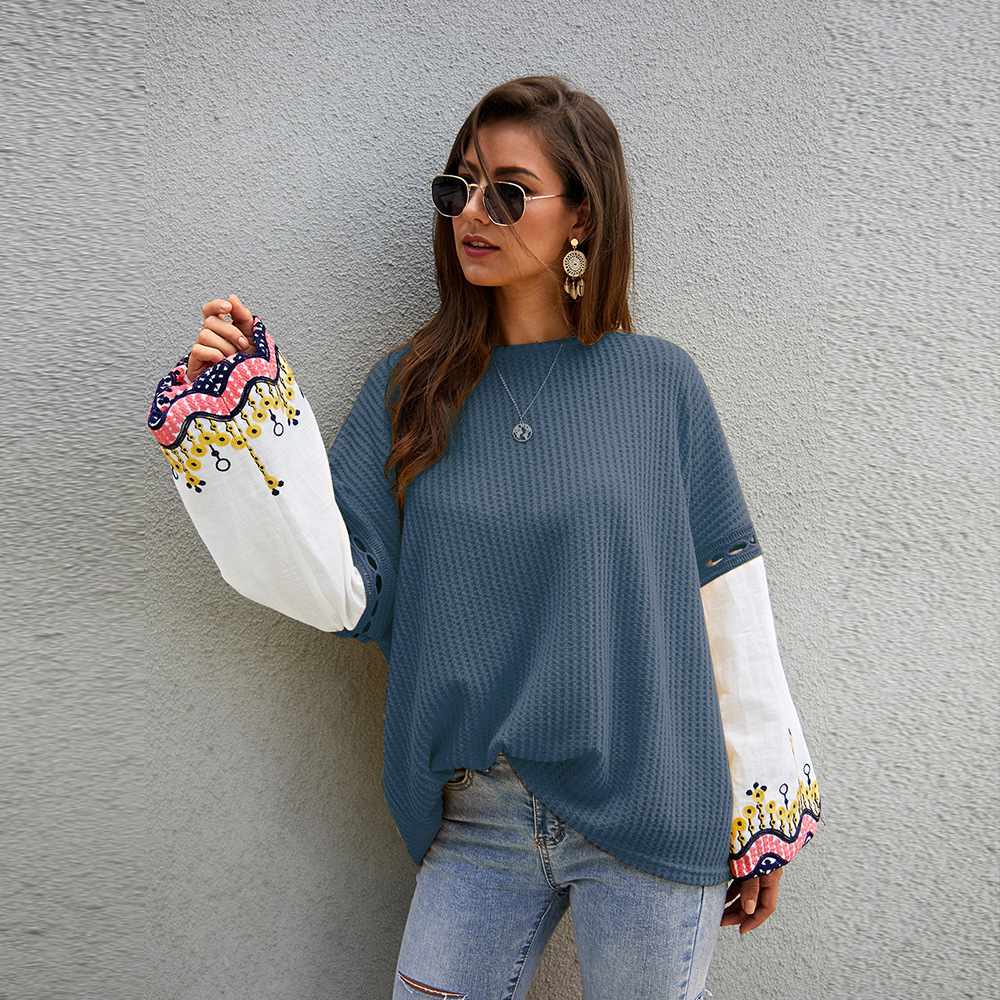 Knitted Patchwork Sweater Stylish Design Comfortable Fit Warm Fabric Autumn Winter Fashion for Women OEM Available