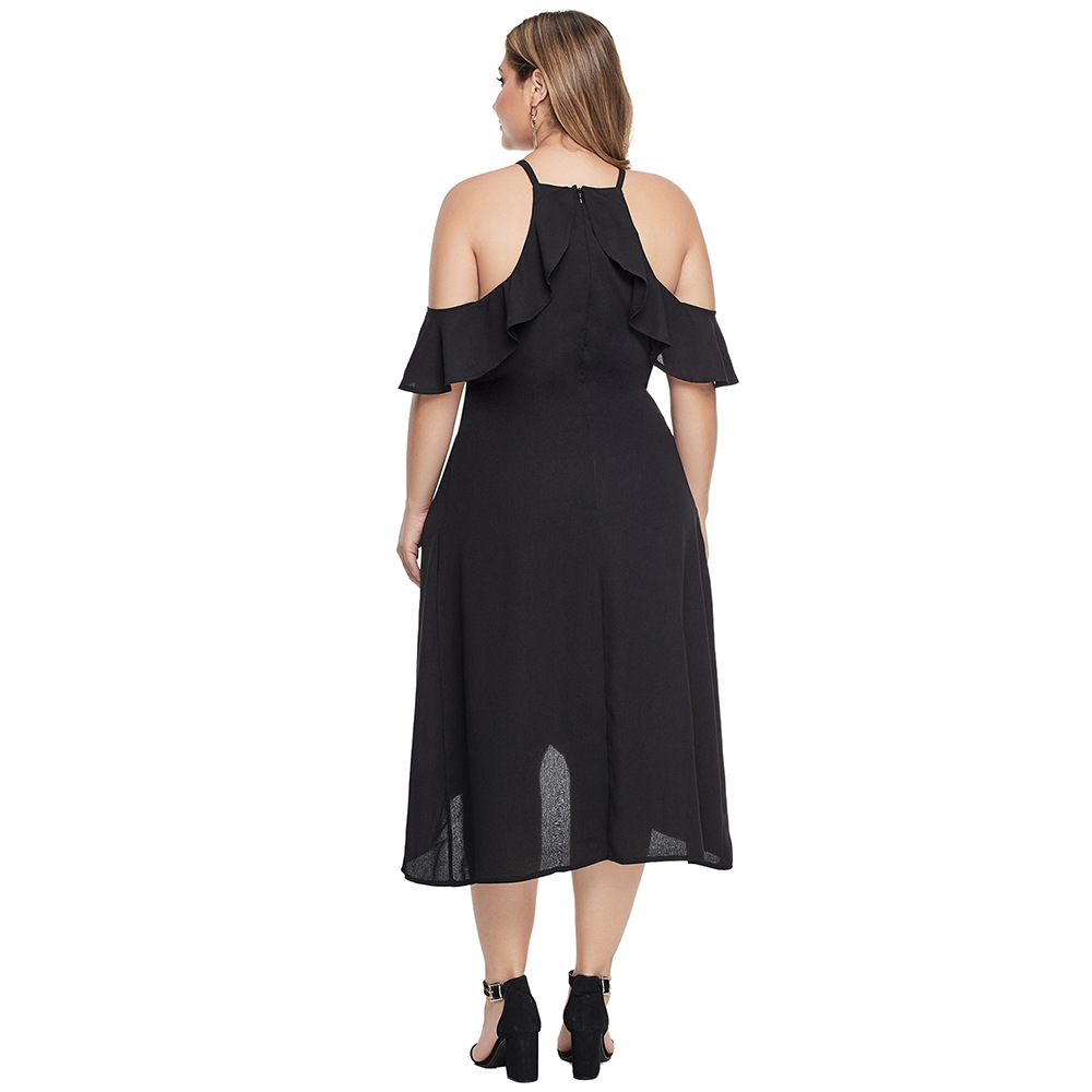 Plus Size Womens Summer Dress Sexy Off Shoulder Ruffle Hem Asymmetrical Midi Length Casual or Party Wear OEM