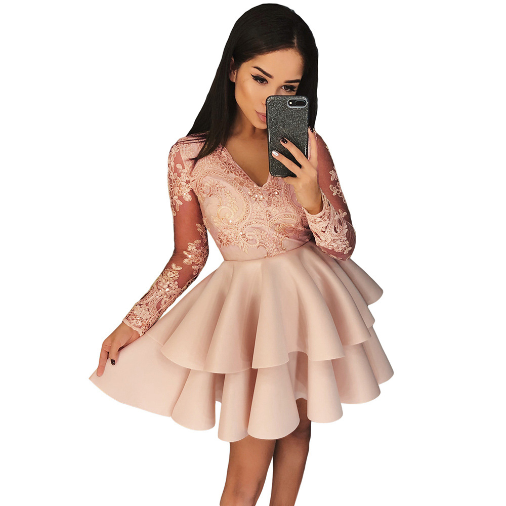 Embroidered Sequin Dress for Women Elegant Party Gown Princess Style Perfect for Birthdays Wholesale Available