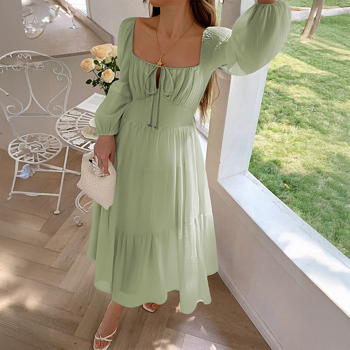 Casual Vacation Spaghetti Strap Atmosphere Dress for Women Autumn Winter