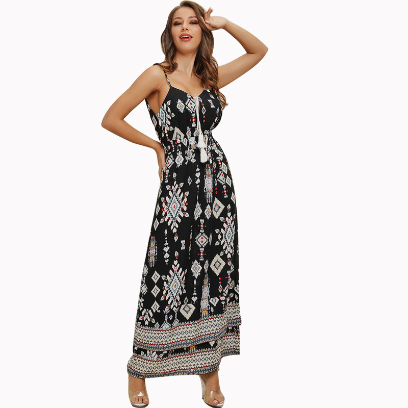Floral High Waisted Vacation Dress Womens Casual Style Comfortable Fit Summer Fashion Wholesale Available
