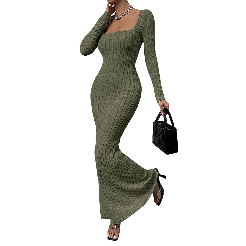 Women's Slim Fit Square-Neck Maxi Dress