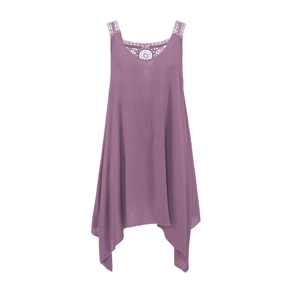 Sleeveless Dress Summer Solid Color Mid Length V Neck Loose Fit Casual Wear Wholesale Available