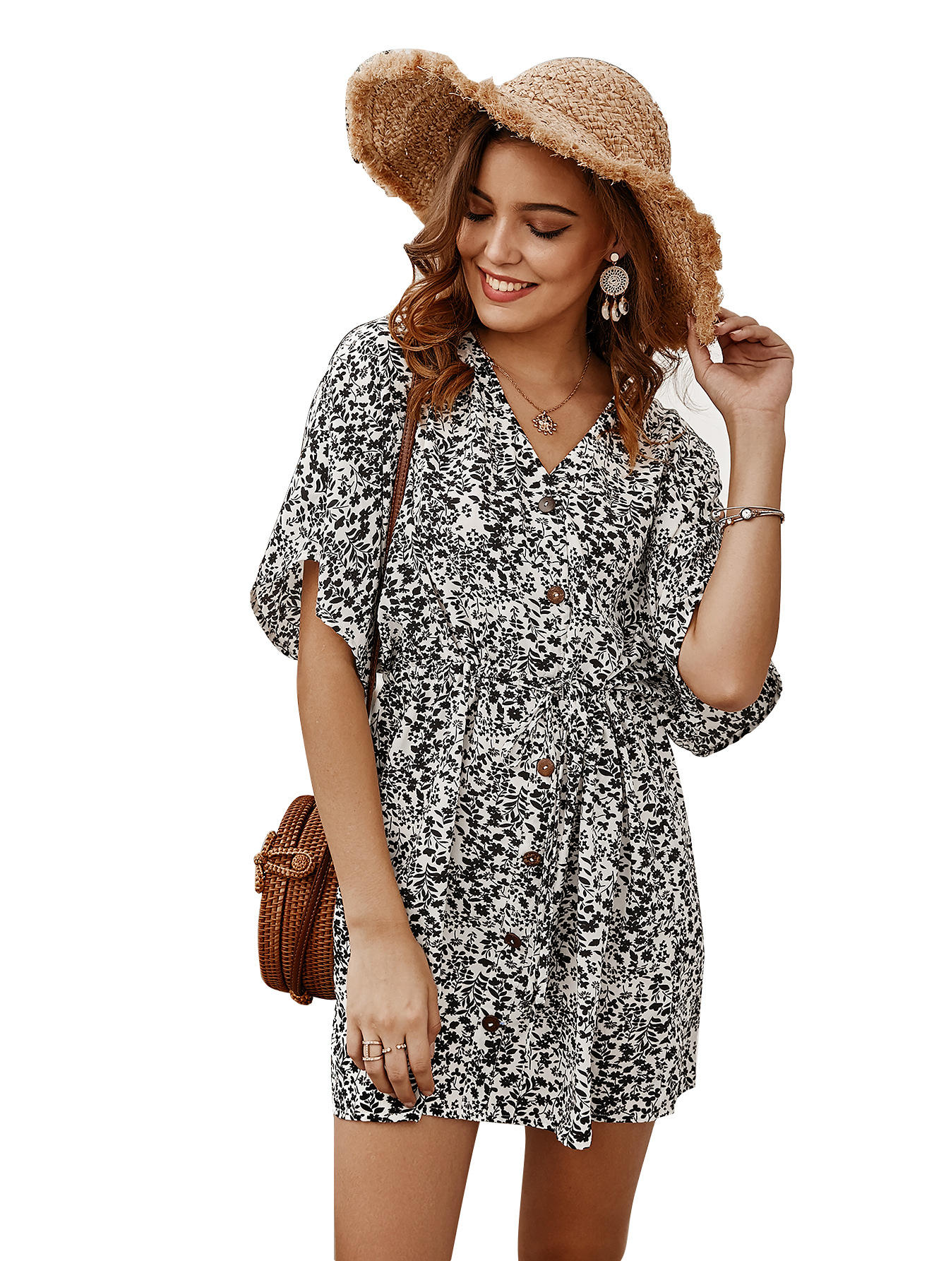 Womens Designer Floral Dress Spring Summer Collection Casual Style Lightweight Fabric Wholesale Available