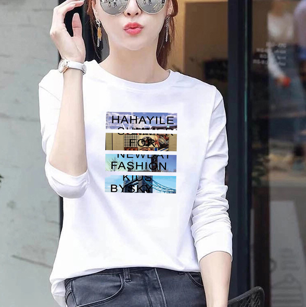 Womens Loose Fit Round Neck Long Sleeve T Shirt 95 Cotton Floral Print Plus Size Casual Spring Wear Wholesale