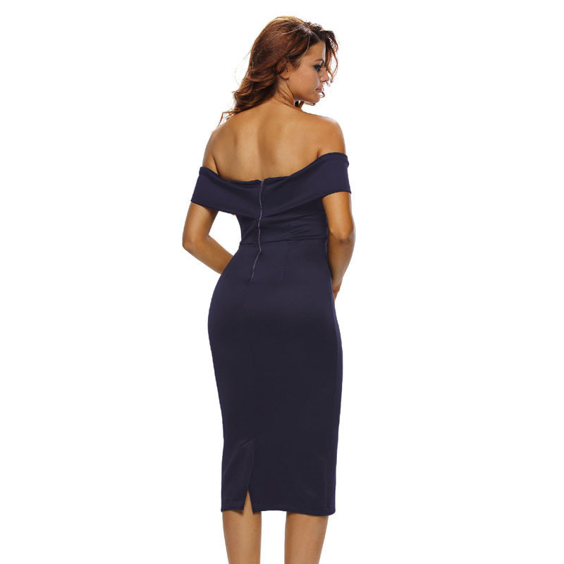 Strapless V Neck Dress with Cups Cotton Back Zipper Closure Slim Fit Knee Length Evening Party Wear OEM Available