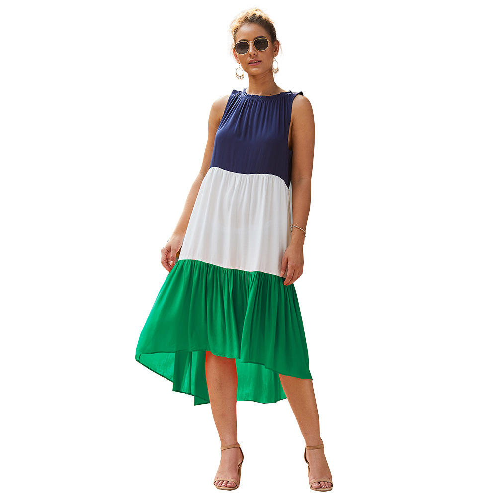 Summer Womens Color Block Dress Stylish Design Multiple Colors Comfortable Fit Perfect for Casual Outings