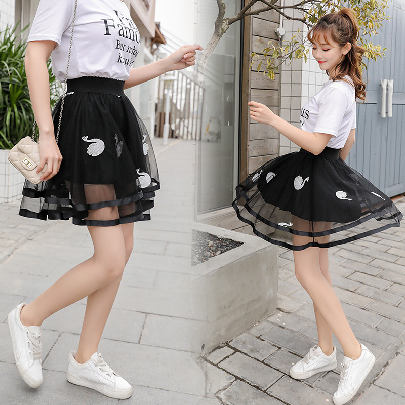 Embroidered Feather Tulle Skirt Three Layered Cake Design A Line Silhouette Spring Summer Fashion Wholesale Available