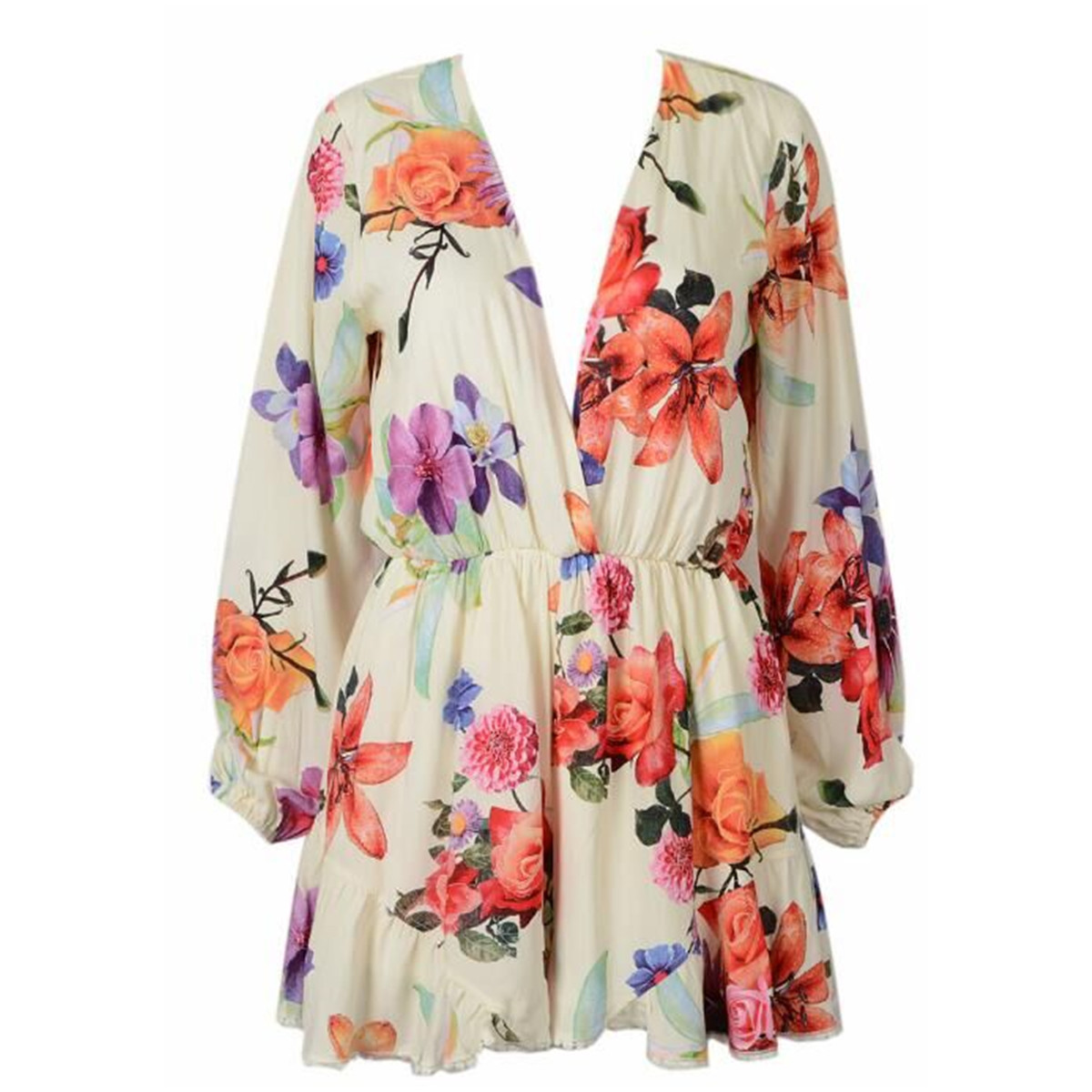 Floral Print Long Sleeve Jumpsuit Classic Style Comfortable Fit Versatile for Casual Wear Wholesale Available