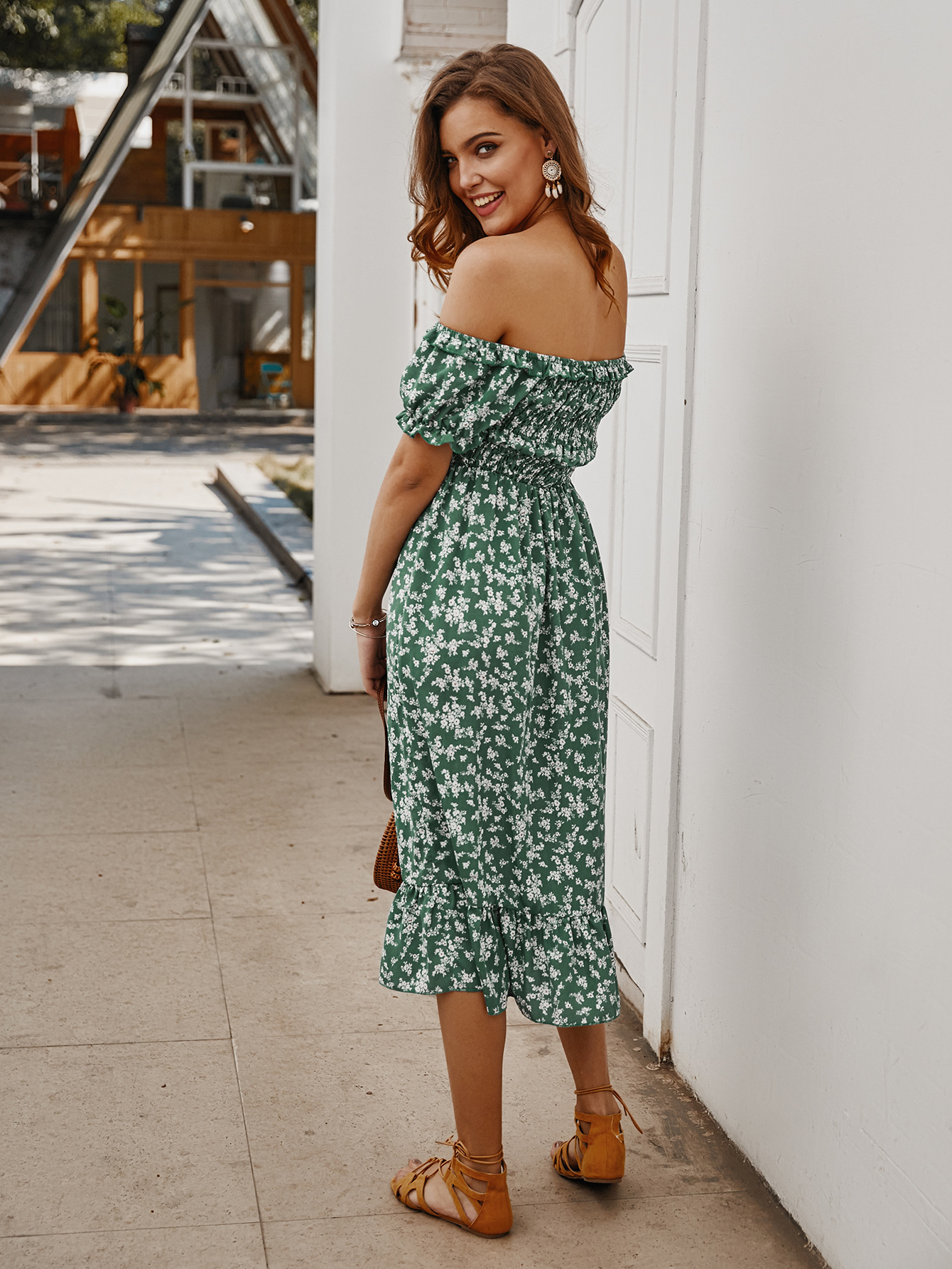 Bohemian Floral Print Dress Original Design Spring Summer Collection Womens Fashion Wholesale Available