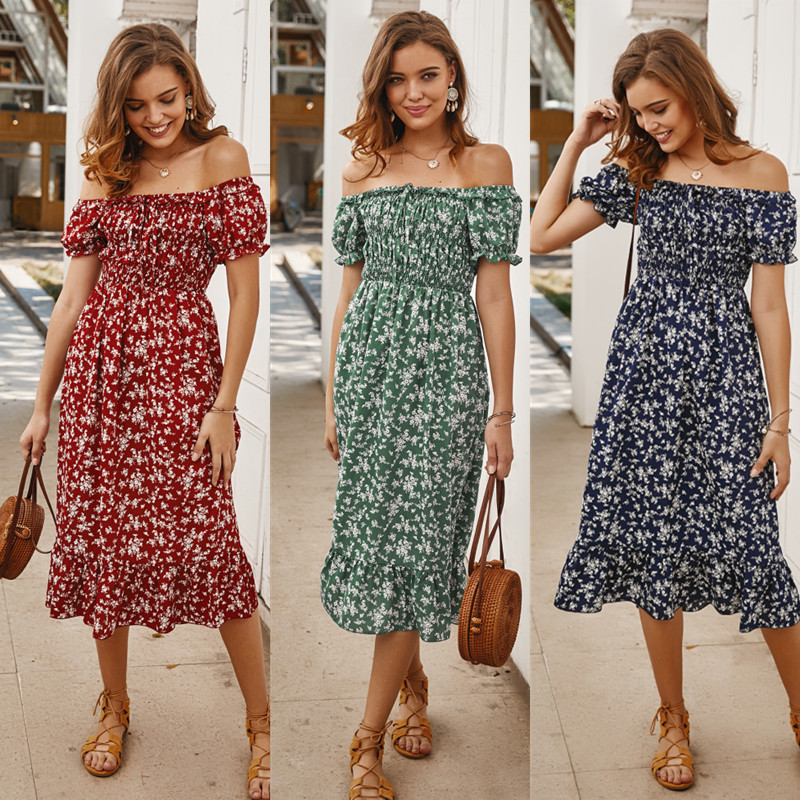 Bohemian Floral Print Dress Original Design Spring Summer Collection Womens Fashion Wholesale Available