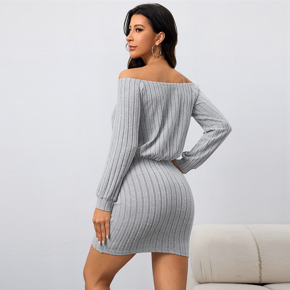 Off Shoulder Bodycon Dress Sexy Fit Short Length Autumn Winter Style Wholesale Available OEM ODM service