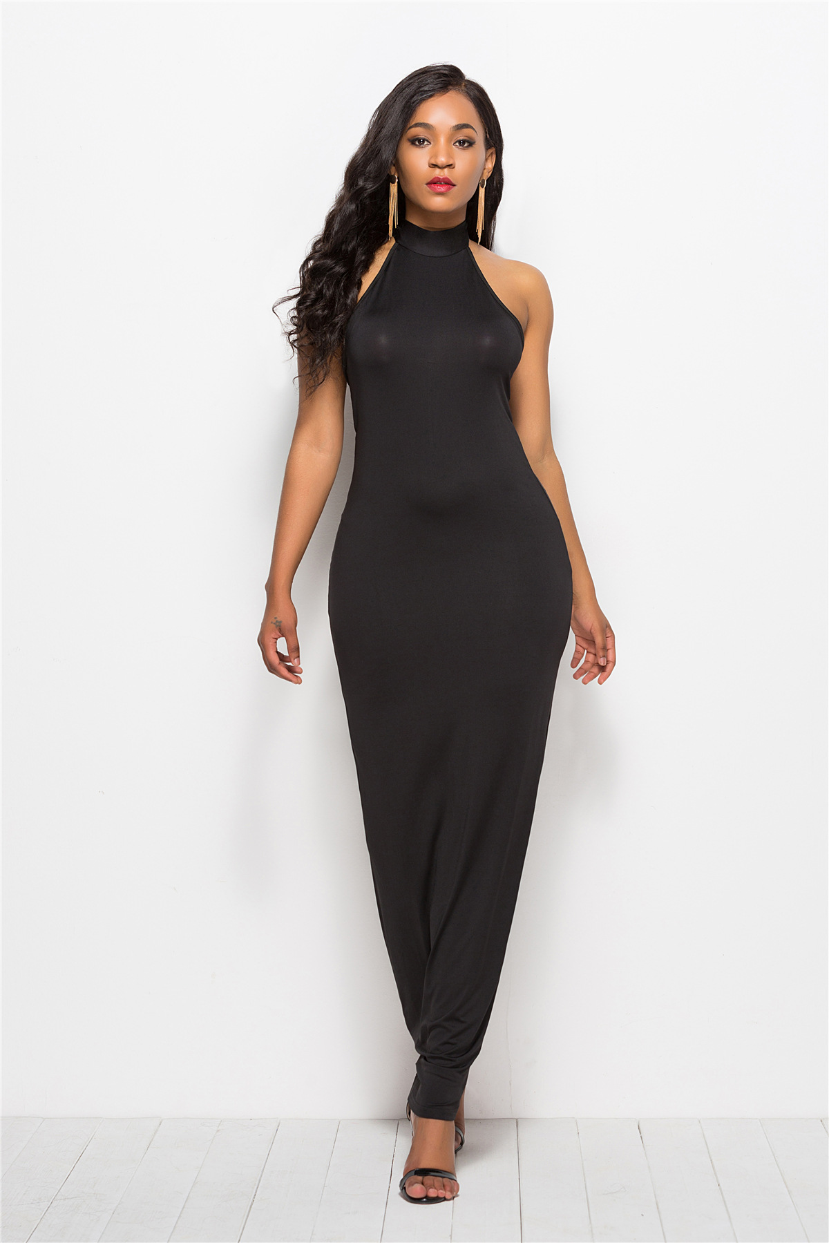 Sleeveless Bodycon Dress Solid Color Backless Stretch Fabric Elegant Evening Wear for Women Wholesale Available