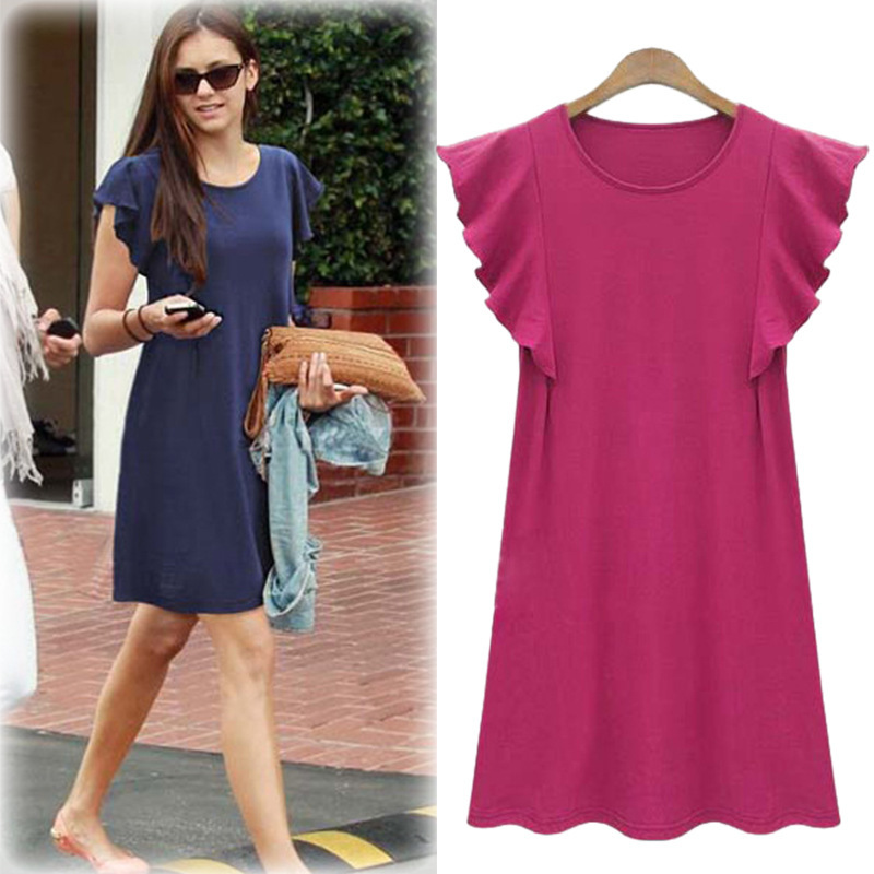 Plus Size A Line Dress Ruffle Sleeve Casual Flattering Fit Summer Wear for Curvy Women Wholesale Available