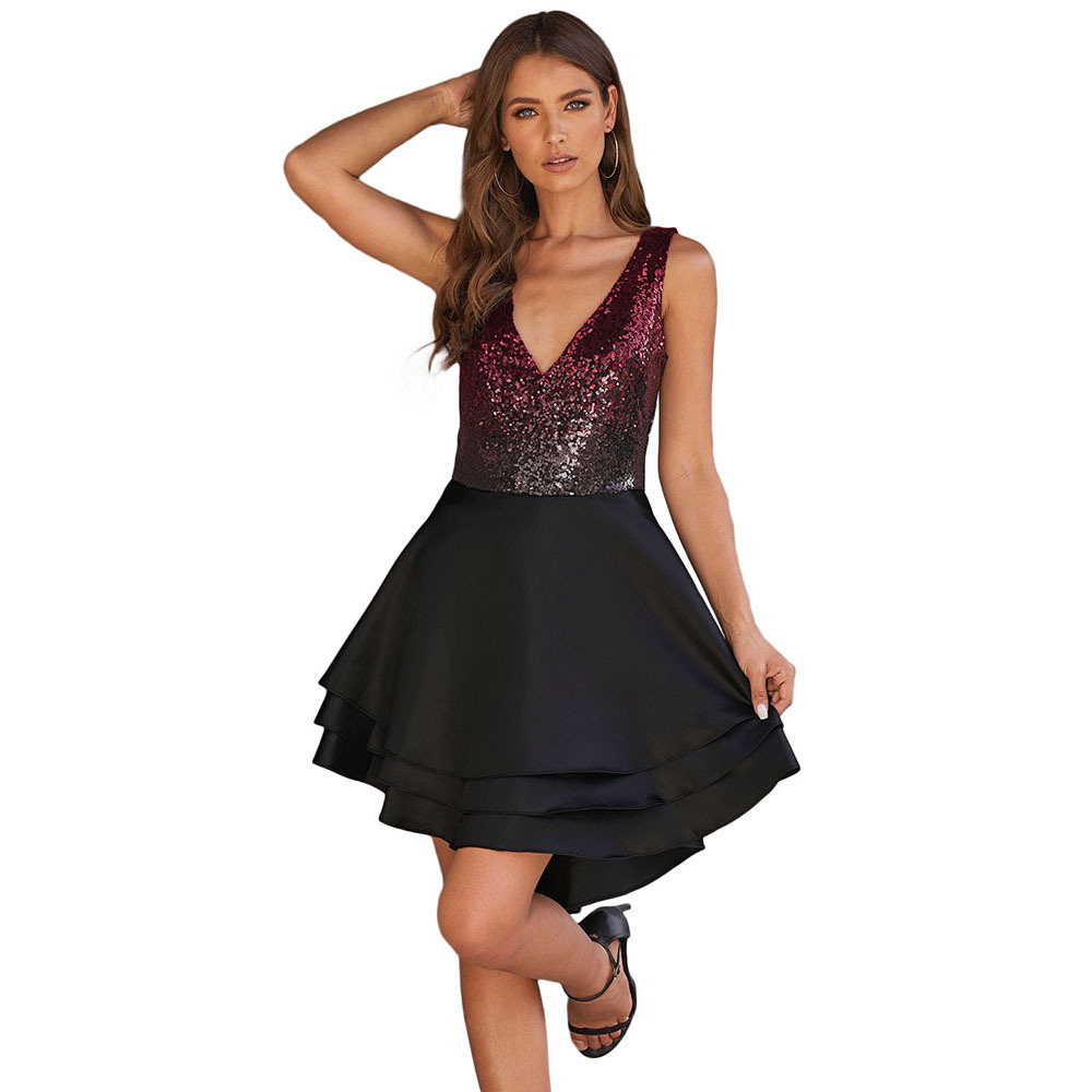 Sleeveless Backless Sequin Dress Gradient Color Deep V Neck Sexy Style Perfect for Nightclubs and Parties Wholesale