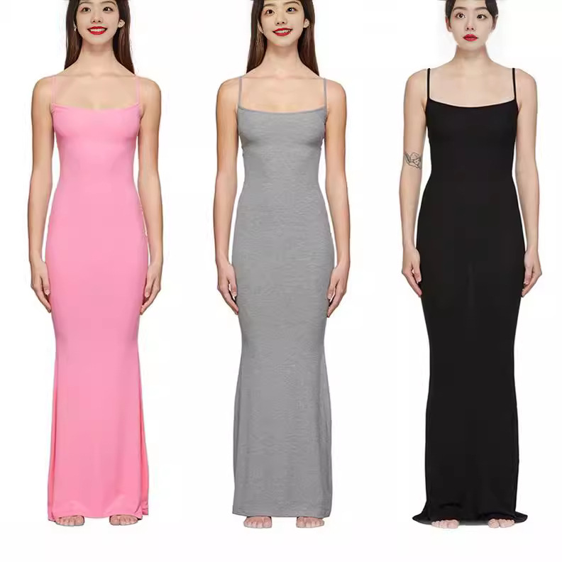 Women's Slim Fit Strappy Maxi Solid Color Bodycon Dress