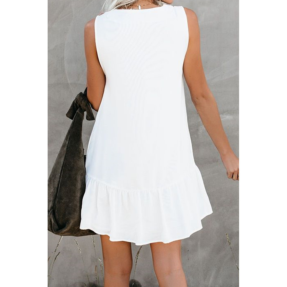 European Style V Neck Sleeveless Cardigan Dress Loose Fit Button Closure Summer Fashion Wholesale Available