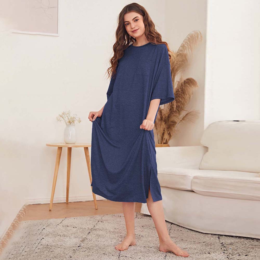 Casual Loose Fit Midi Dress Comfortable Fabric Simple Design Spring Summer Style Wholesale Available