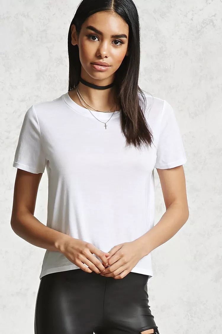 Womens Summer T Shirt Casual Short Sleeve Loose Fit Solid Color Round Neck Side Split Perfect for Everyday Wear