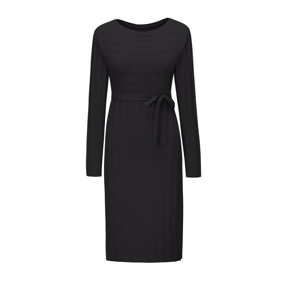 Womens Long Sleeve Knit Dress Mid Length Casual Style Comfortable Fabric Spring Summer Collection Wholesale
