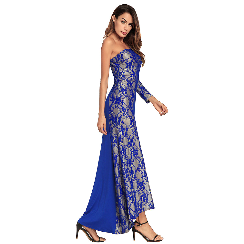 Lace Mesh Midi Dress Elegant Sexy Long Sleeve Perfect for Bridesmaids or Evening Events Wholesale Available