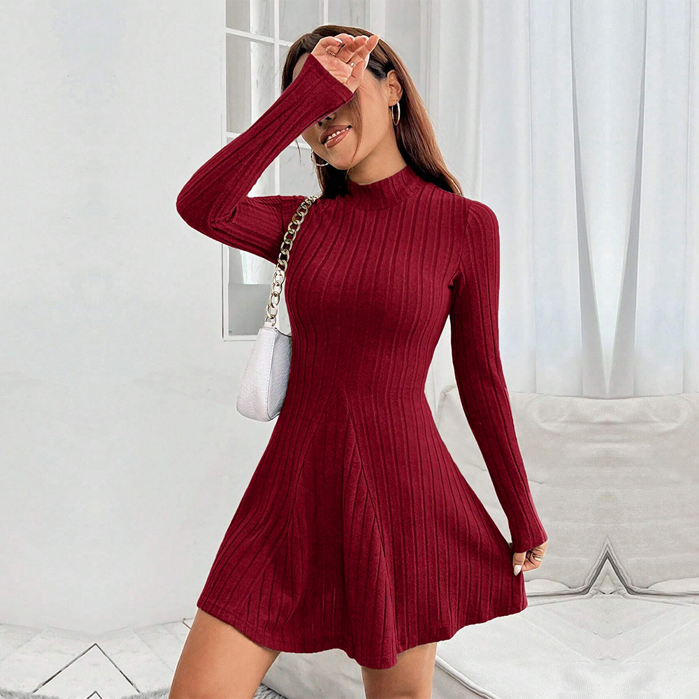 Women's Slim Fit Long-Sleeve A-Line Dress