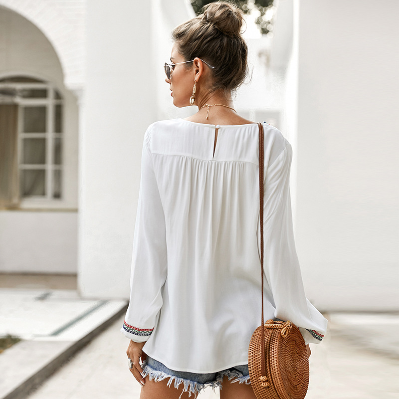 Womens Long Sleeve Ethnic Style T Shirt Original Design Spring Collection Wholesale Available