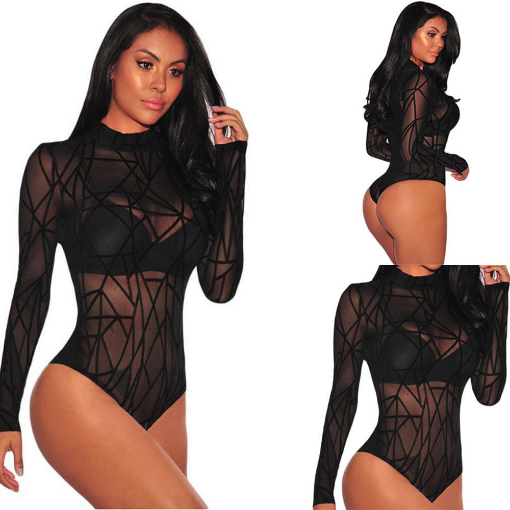 High Neck Long Sleeve Geometric Stretch Bodysuit Pajamas Soft Fabric Comfortable Fit Stylish Design Perfect for