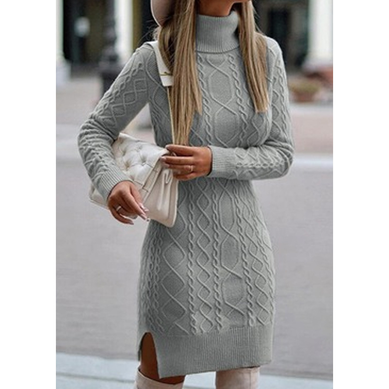 Knit Sweater Dress High Neck Bodycon Fit Elegant Style Autumn Winter Fashion for Women Ready to Ship
