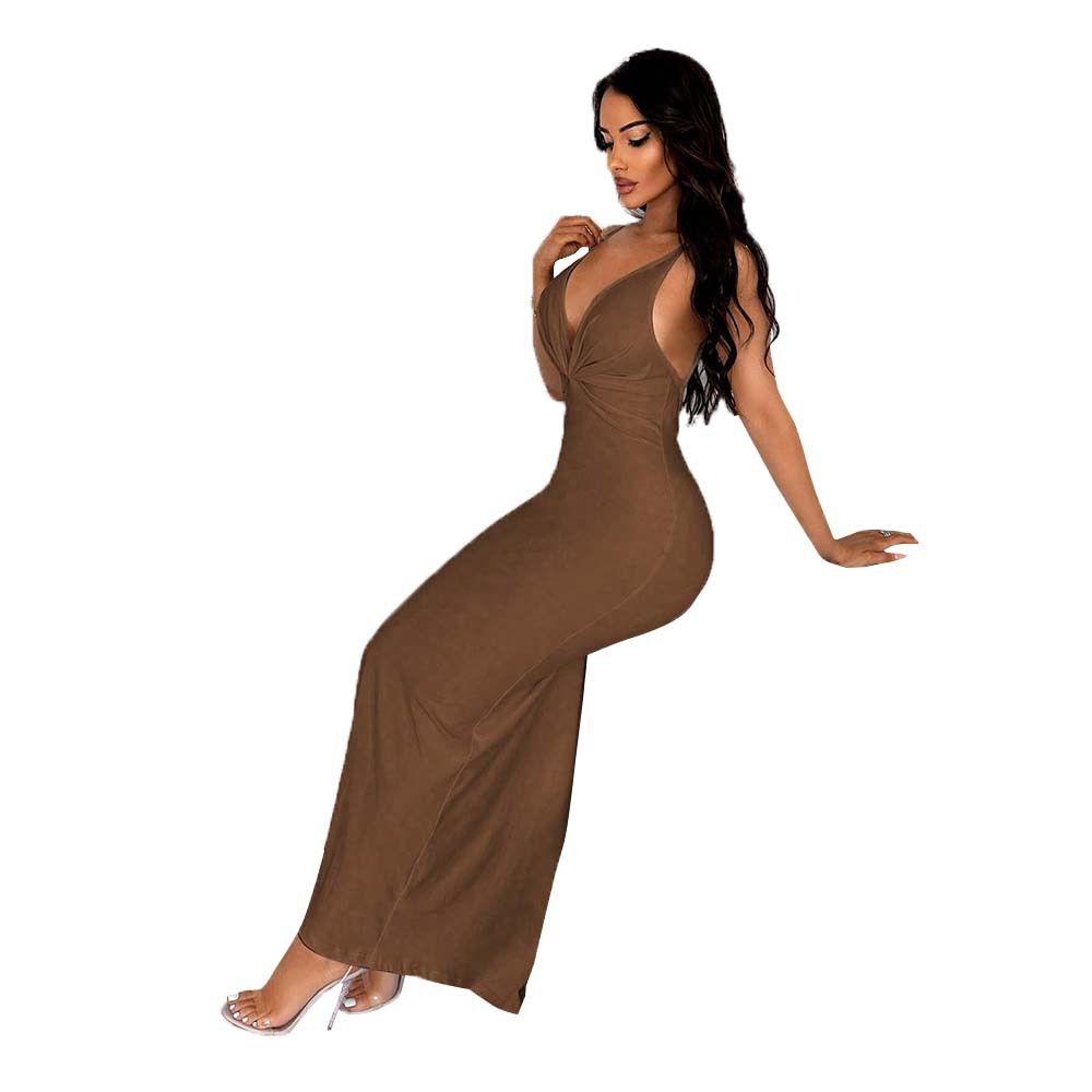 V Neck Sleeveless Maxi Dress High Waist Bodycon Fit Summer Style Perfect for Parties and Casual Outings Wholesale