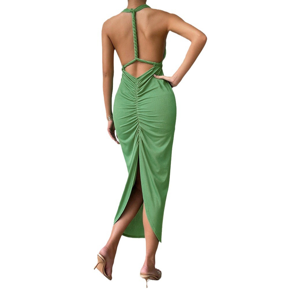 Autumn Winter New Sexy Backless Slim Fit Strap Party Dress