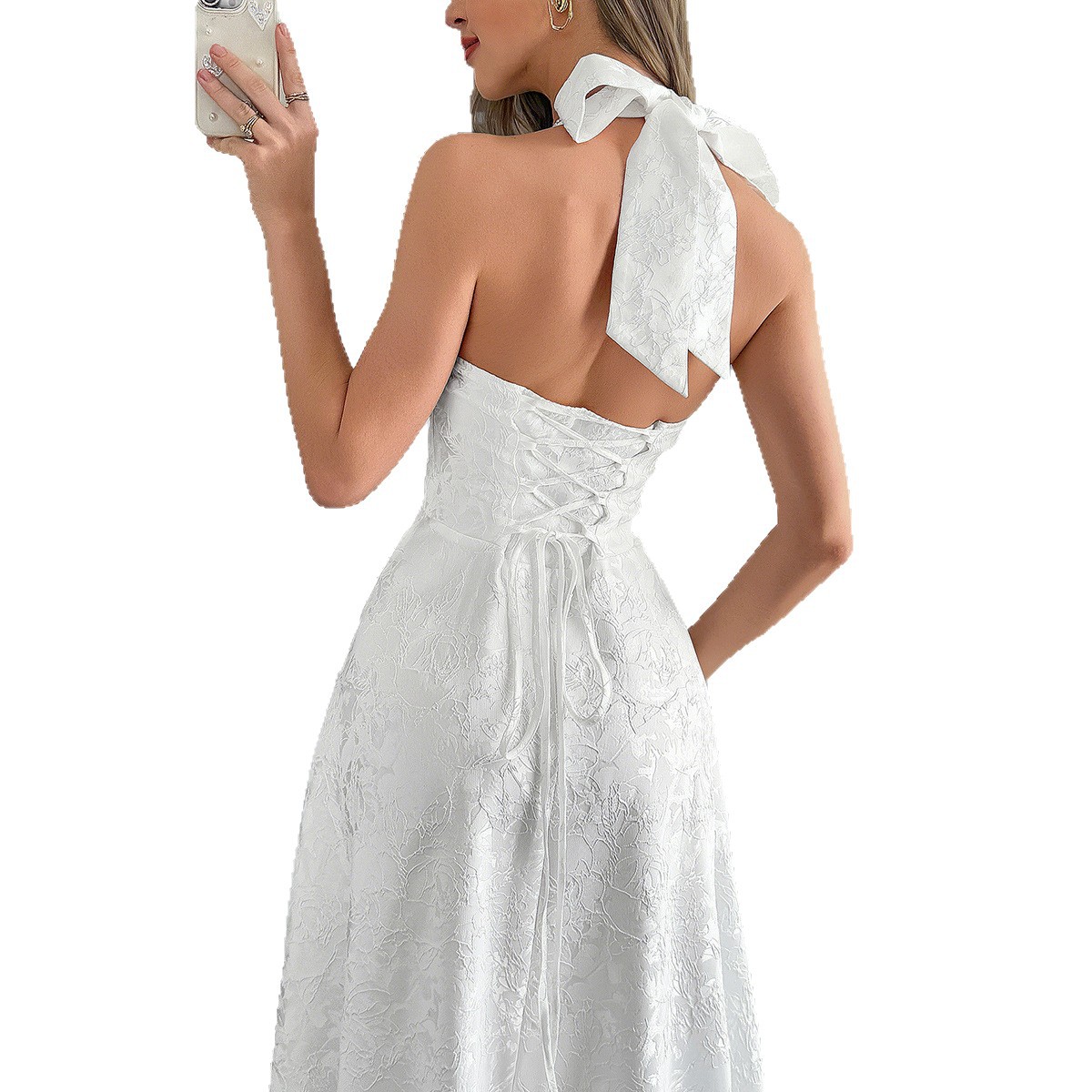 Di Yun European and American Elegant Evening Dress with Neck Hanging, Waist Waist, Long Dress, Women's Wear, Spring Summer Indep