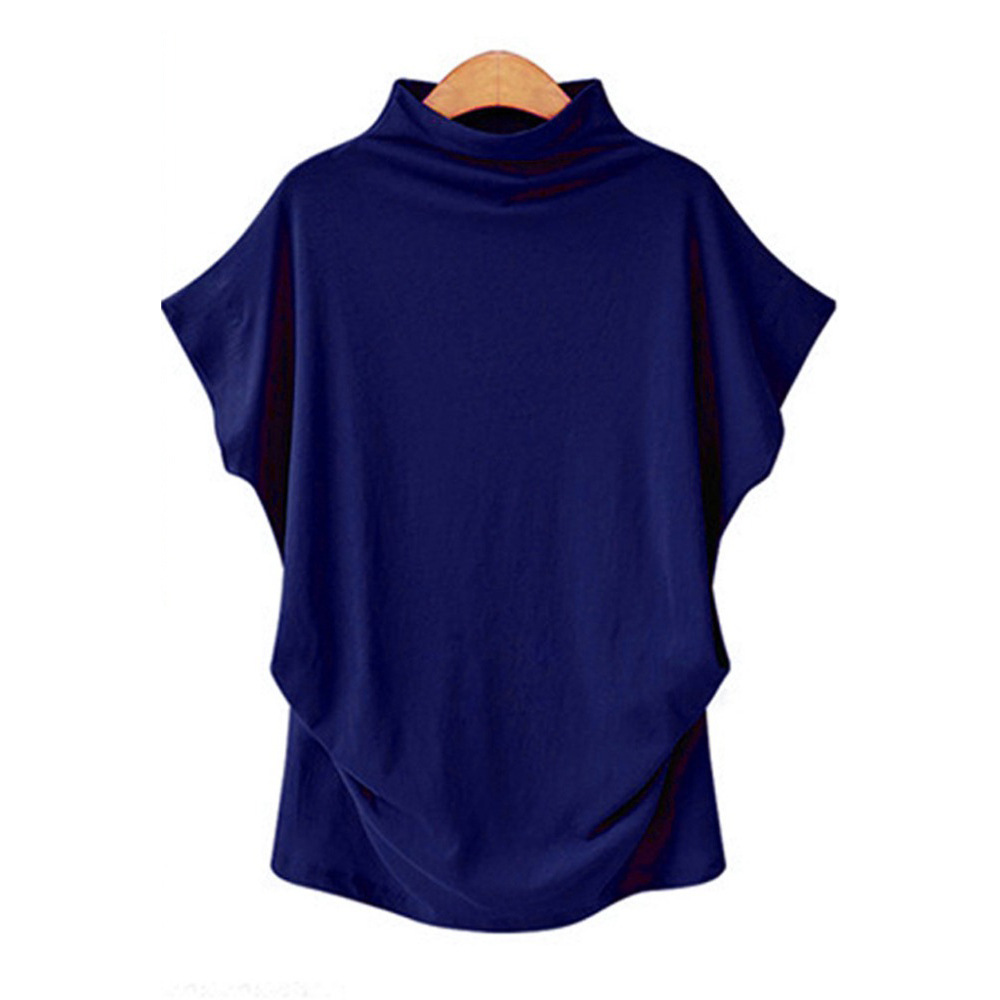 Plus Size Womens High Neck Top Batwing Sleeve Short Sleeve Comfortable Fabric Casual Wear Wholesale Available