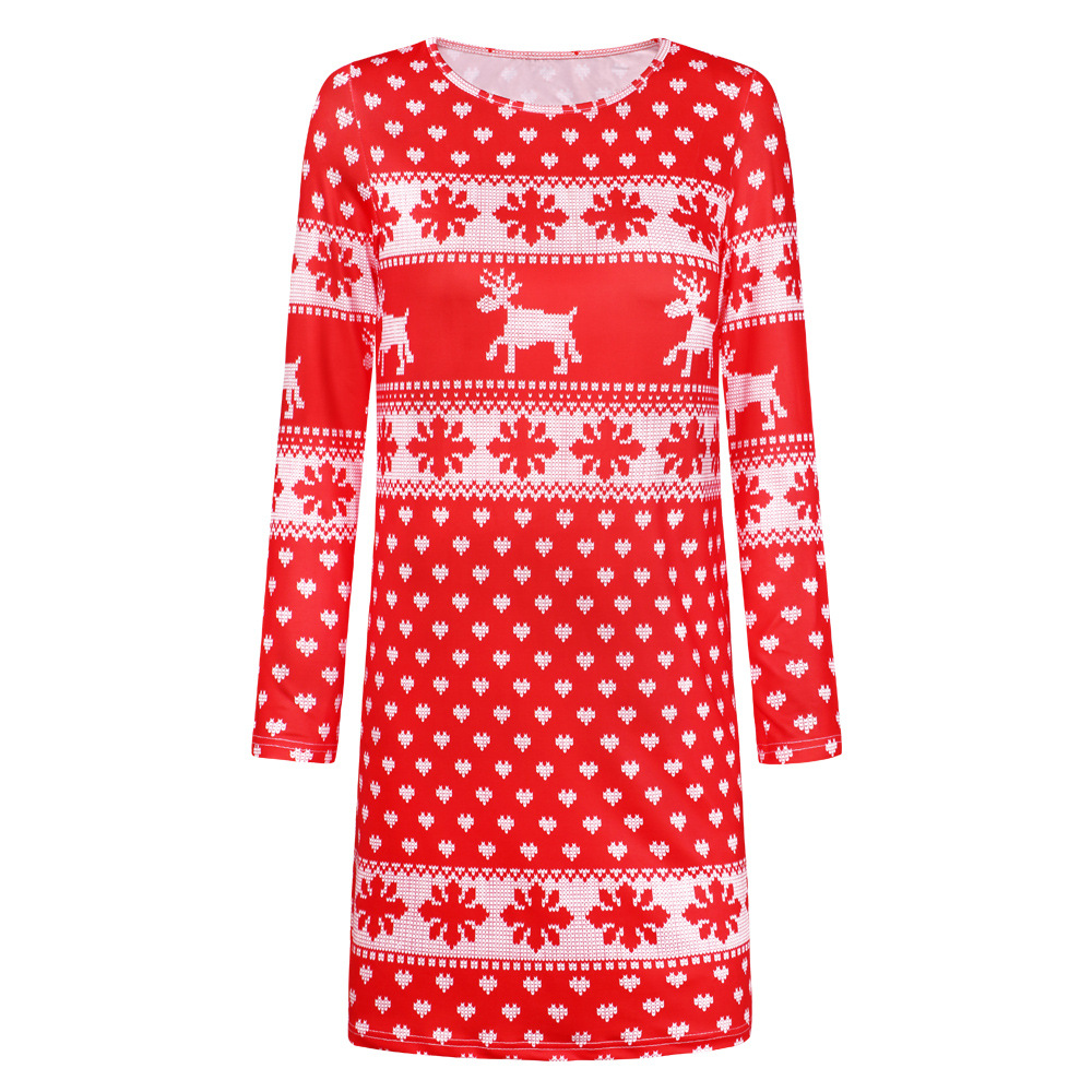 Fashionable Long Sleeve Womens Dress Christmas Print Autumn Winter Style Perfect for Holiday Parties Wholesale