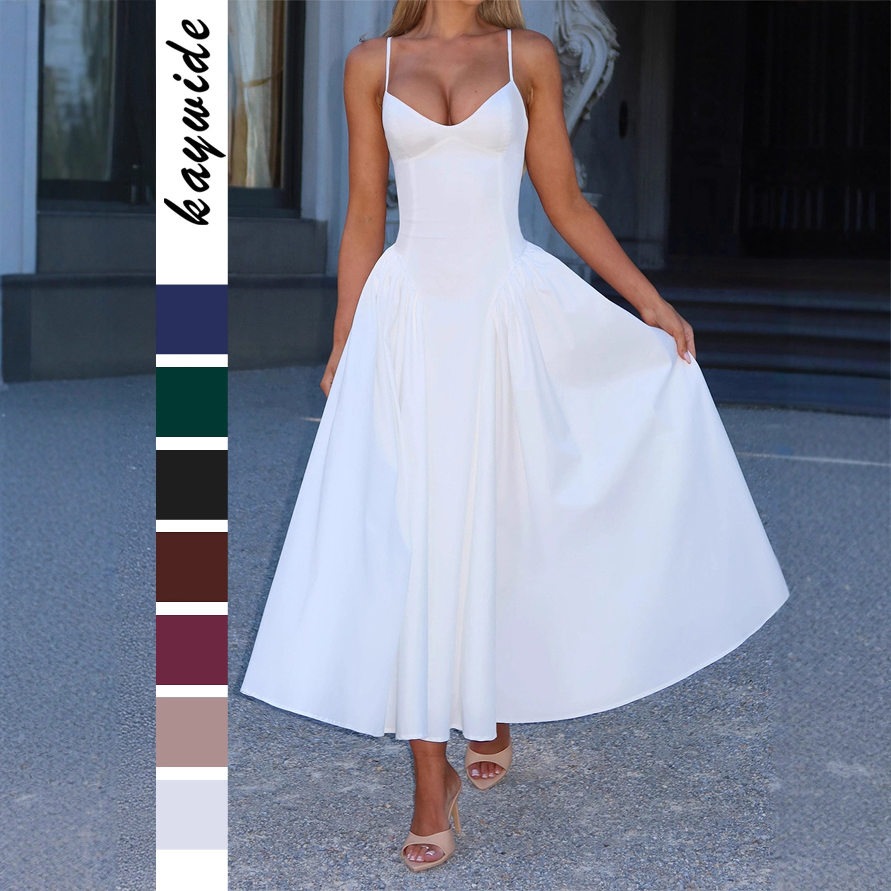 Elegant Solid Color Long Slip Dress for Women