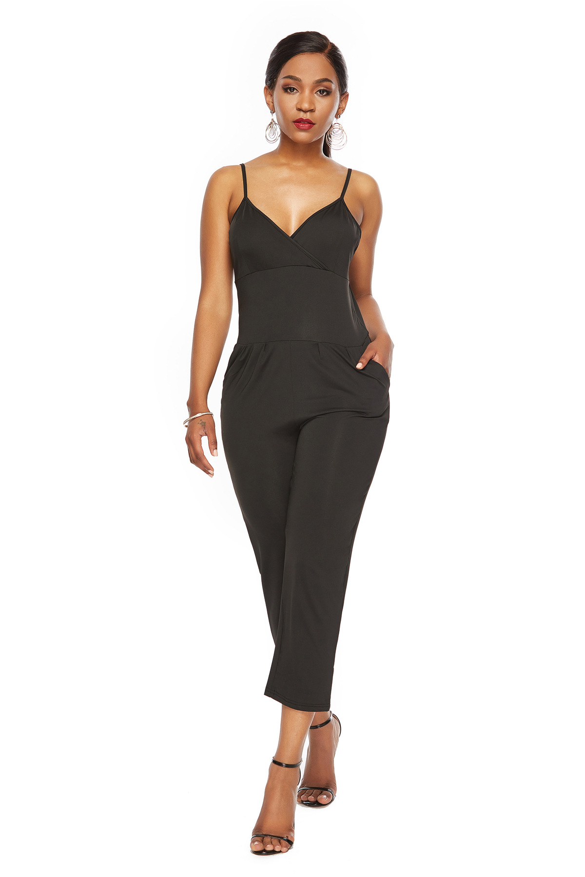 Deep V Neck Sexy Jumpsuit Hollow Out Design Casual Style Three Quarter Length Perfect for Summer Events Wholesale