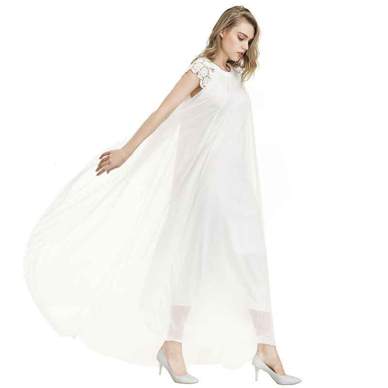 Casual Maxi Dress Round Neck Short Sleeve Loose Fit Maternity Wear for Summer Wholesale Available