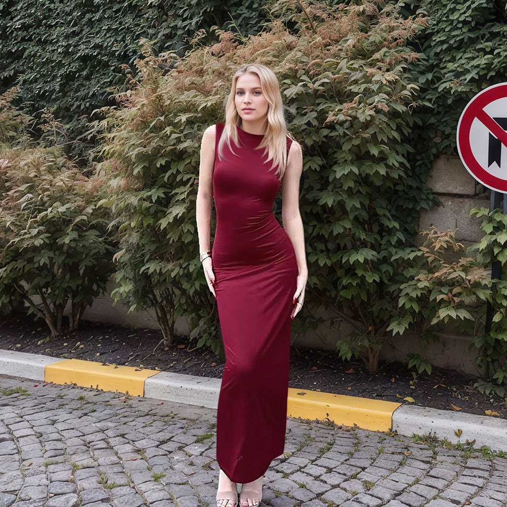 Summer Sexy Tight Backless Hollow Design Long Dress for Women