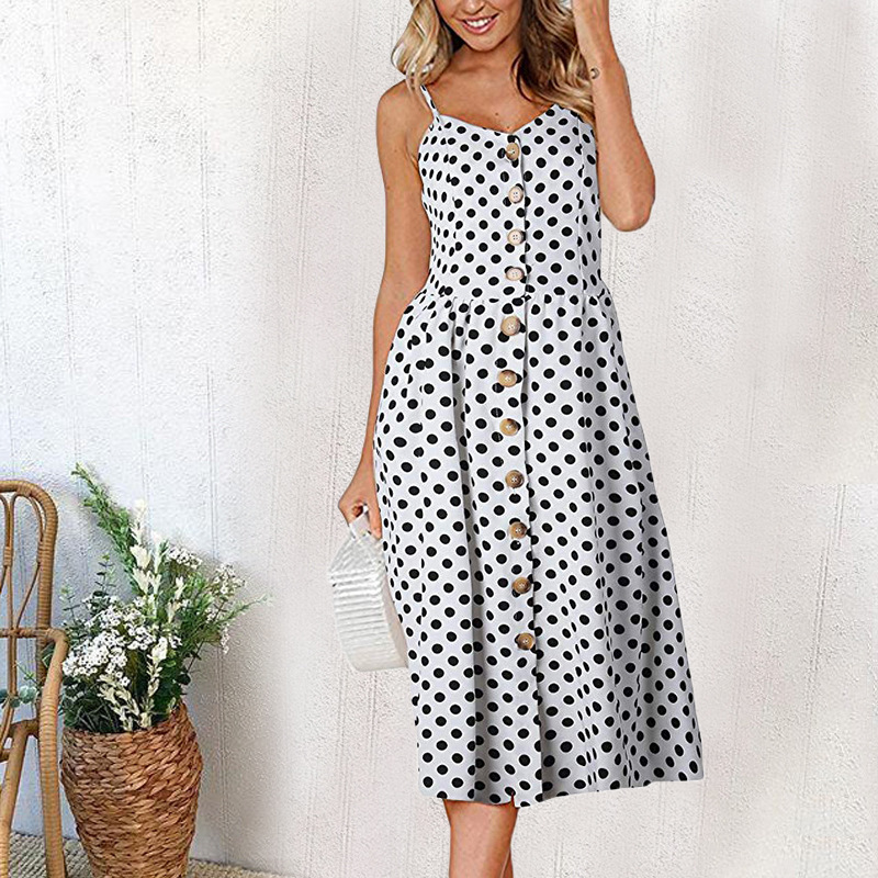 Sunflower Pineapple Print Button Back Sexy Slip Dress 36 Colors 6 Sizes Lightweight Fabric Summer Casual Wear