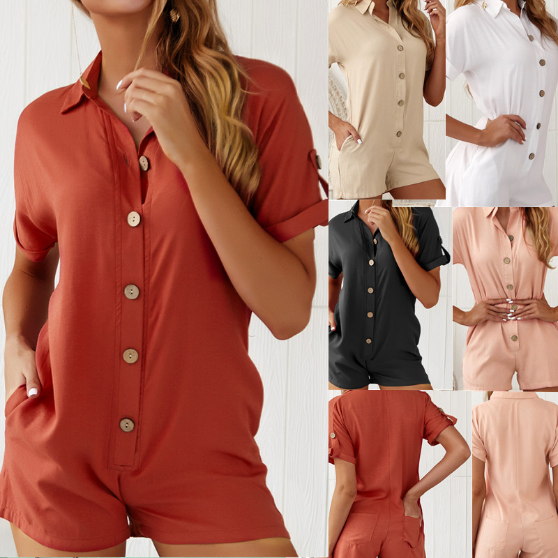Fashion Womens Button Up Jumpsuit Trendy Design Comfortable Fit Versatile Style Perfect for Spring Summer