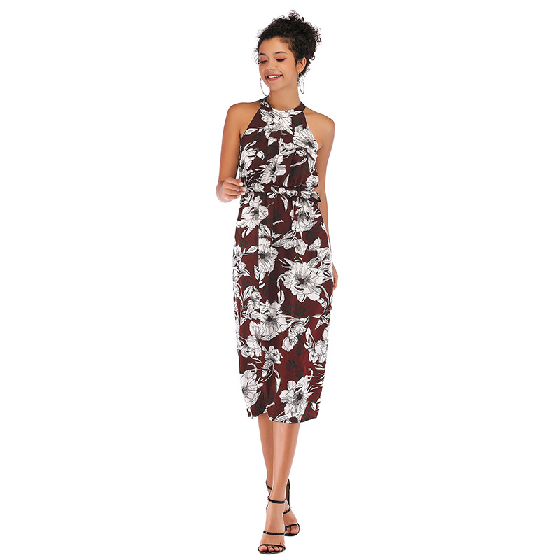Floral Chiffon Midi Dress Sleeveless Bodycon Fit Elegant Design Perfect for Summer Events Wholesale Available