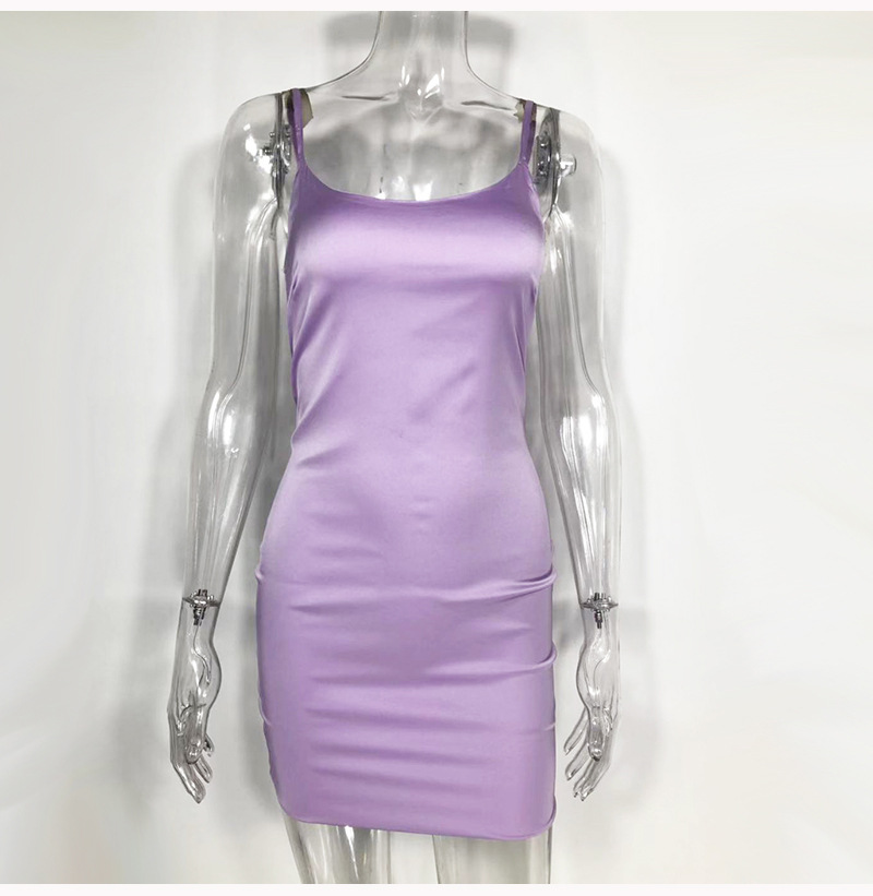 Satin Mini Dress Candy Color Spaghetti Straps Summer Style Wholesale Womens Fashion custom packaging