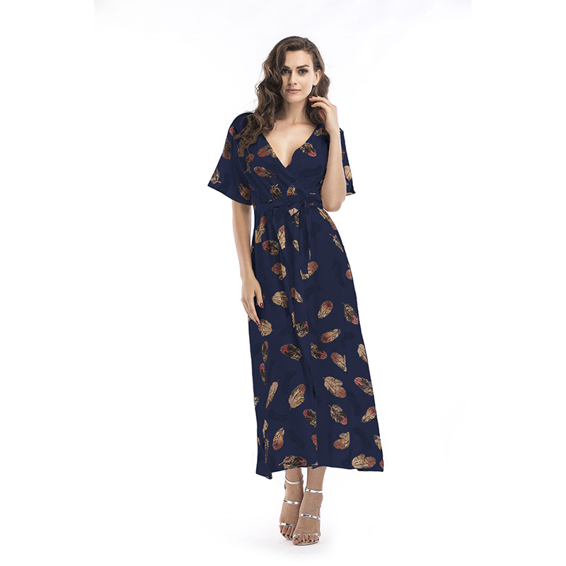 Chiffon Maxi Dress Floral Print V Neck Summer Style Perfect for Beachwear Wholesale Available