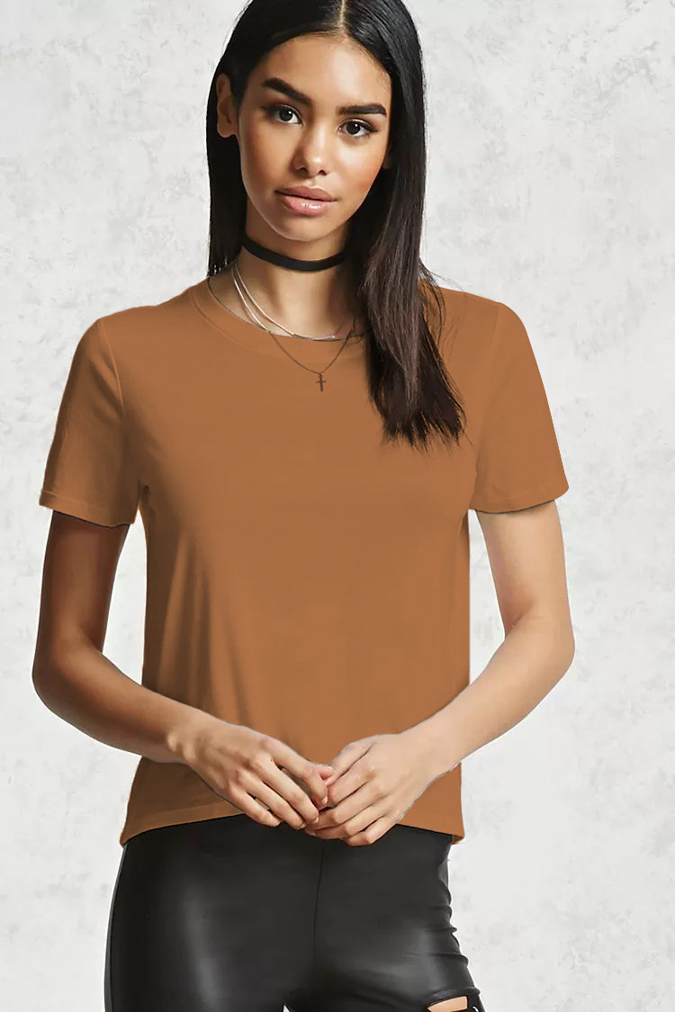 Womens Summer T Shirt Casual Short Sleeve Loose Fit Solid Color Round Neck Side Split Perfect for Everyday Wear