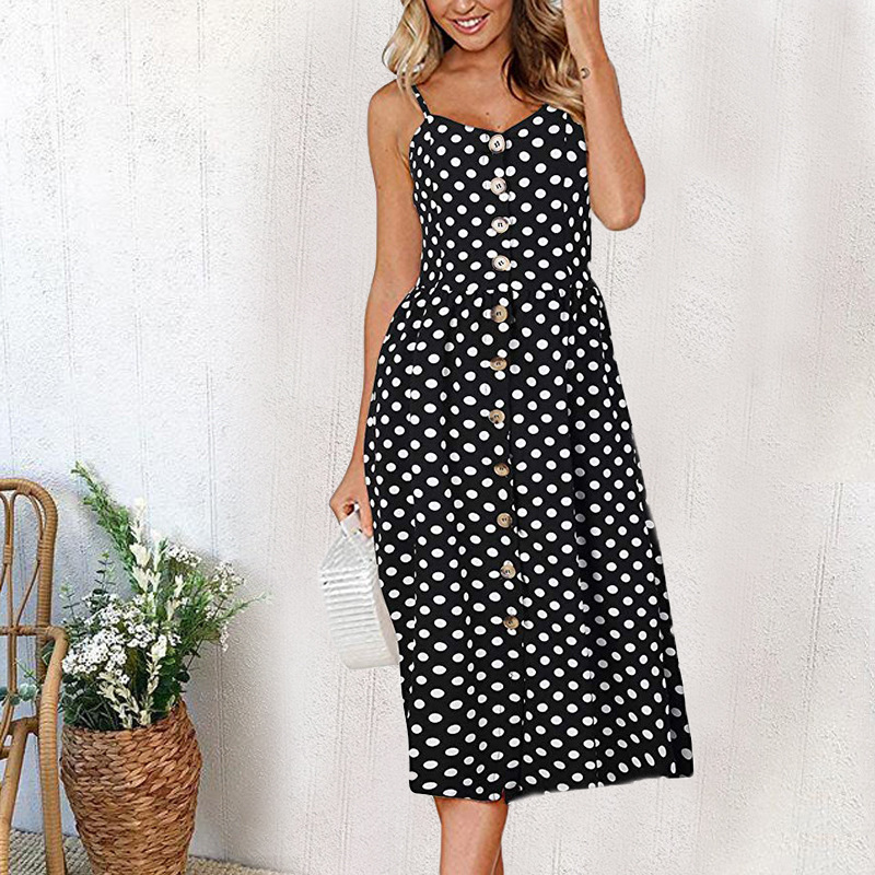 Sunflower Pineapple Print Button Back Sexy Slip Dress 36 Colors 6 Sizes Lightweight Fabric Summer Casual Wear