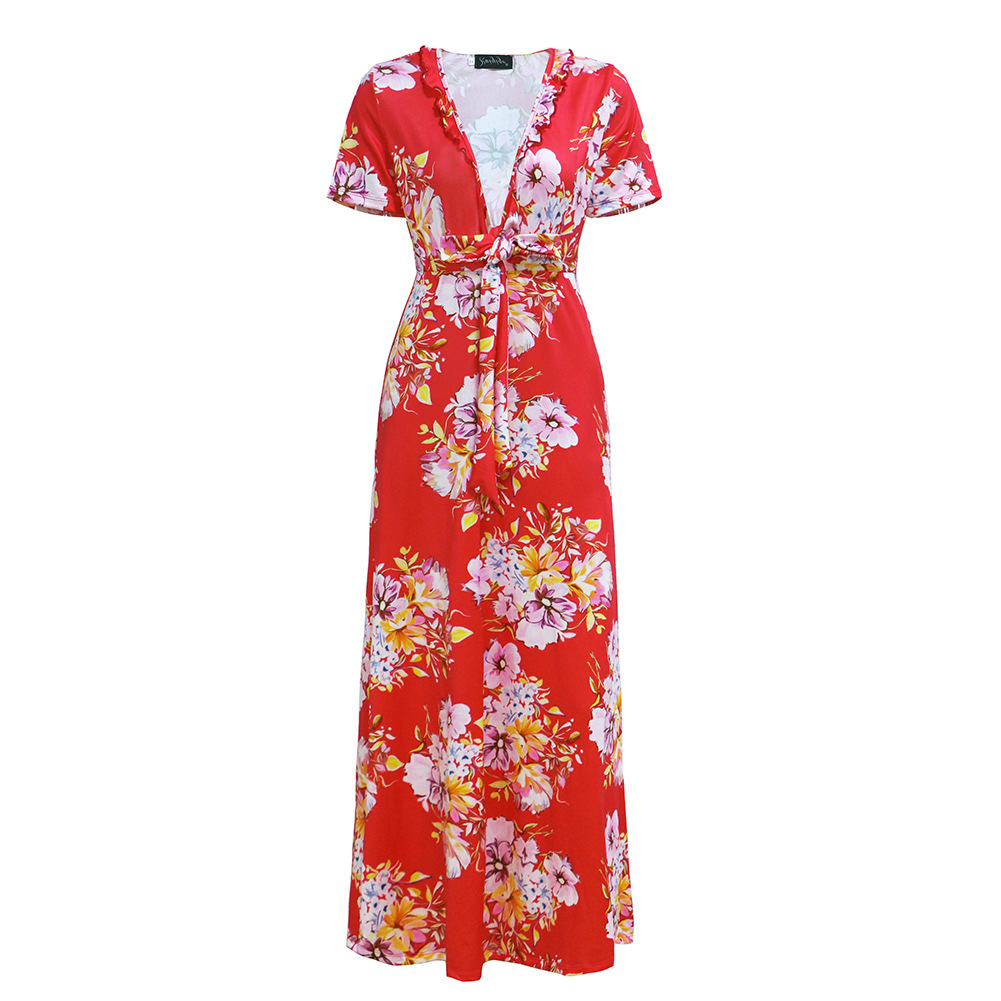 Floral Maxi Dress Womens Spring Summer Collection Ruffle Hem Elegant Design Perfect for Casual or Formal Occasions