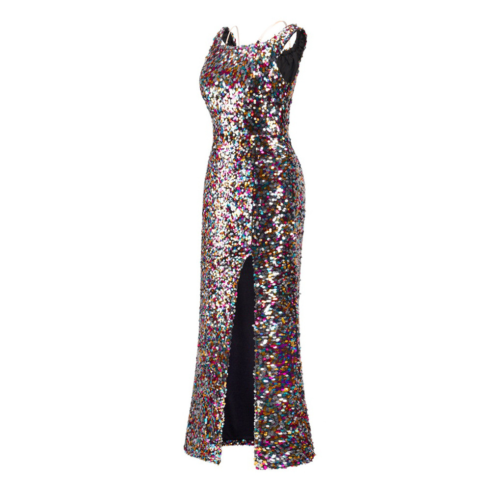 Evening Dress Off Shoulder Sequin Sleeveless Elegant Design Spring Summer Fashion Wholesale Available