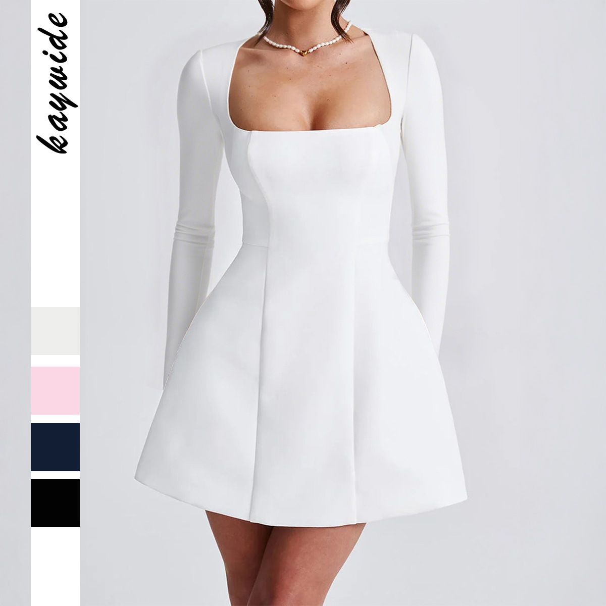Elegant Long Sleeve Short Dress for Women Autumn Winter