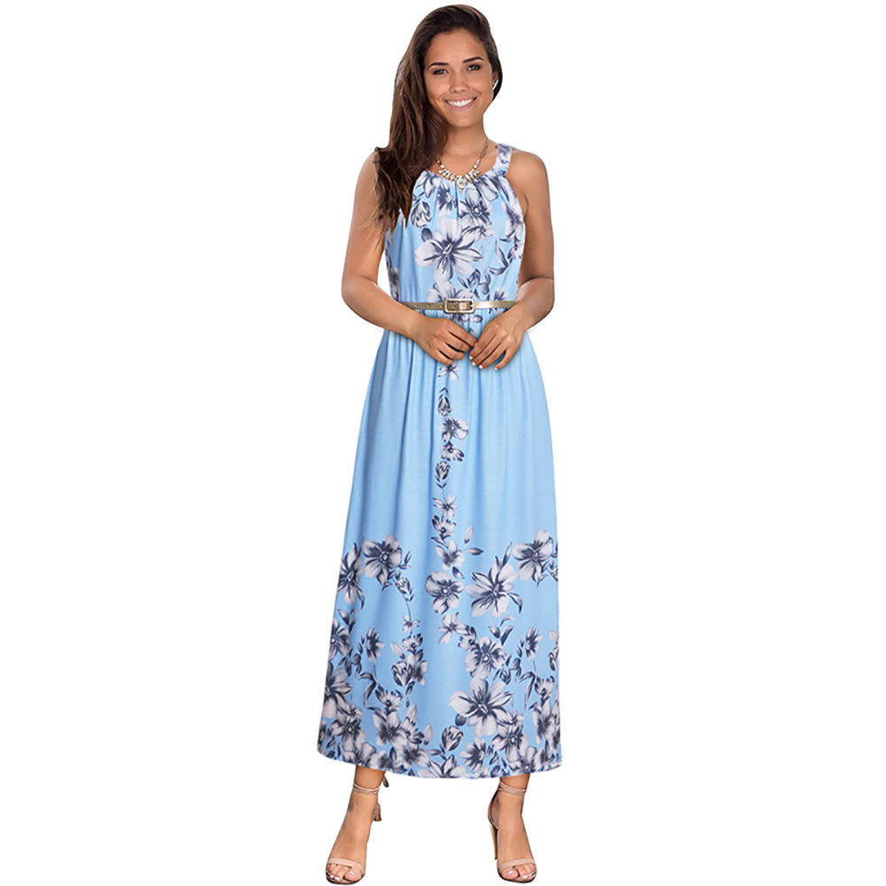 Plus Size High Waist Maxi Dress Summer Floral Print Comfortable Fabric Elegant Style Perfect for Beach Vacations